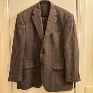 Lauren Ralph Lauren Mens Silk Wool Sport Brown Houndstooth Plaid Coat Blazer 42S